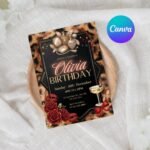Cheetah Print Invitation - Editable Birthday Party Invite