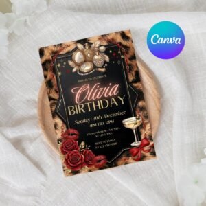 Cheetah Print Invitation - Editable Birthday Party Invite