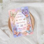 Butterfly Birthday Invitation for 6th Girl Party Template