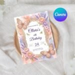 Butterfly Birthday Invitation - Editable Purple Party Invite