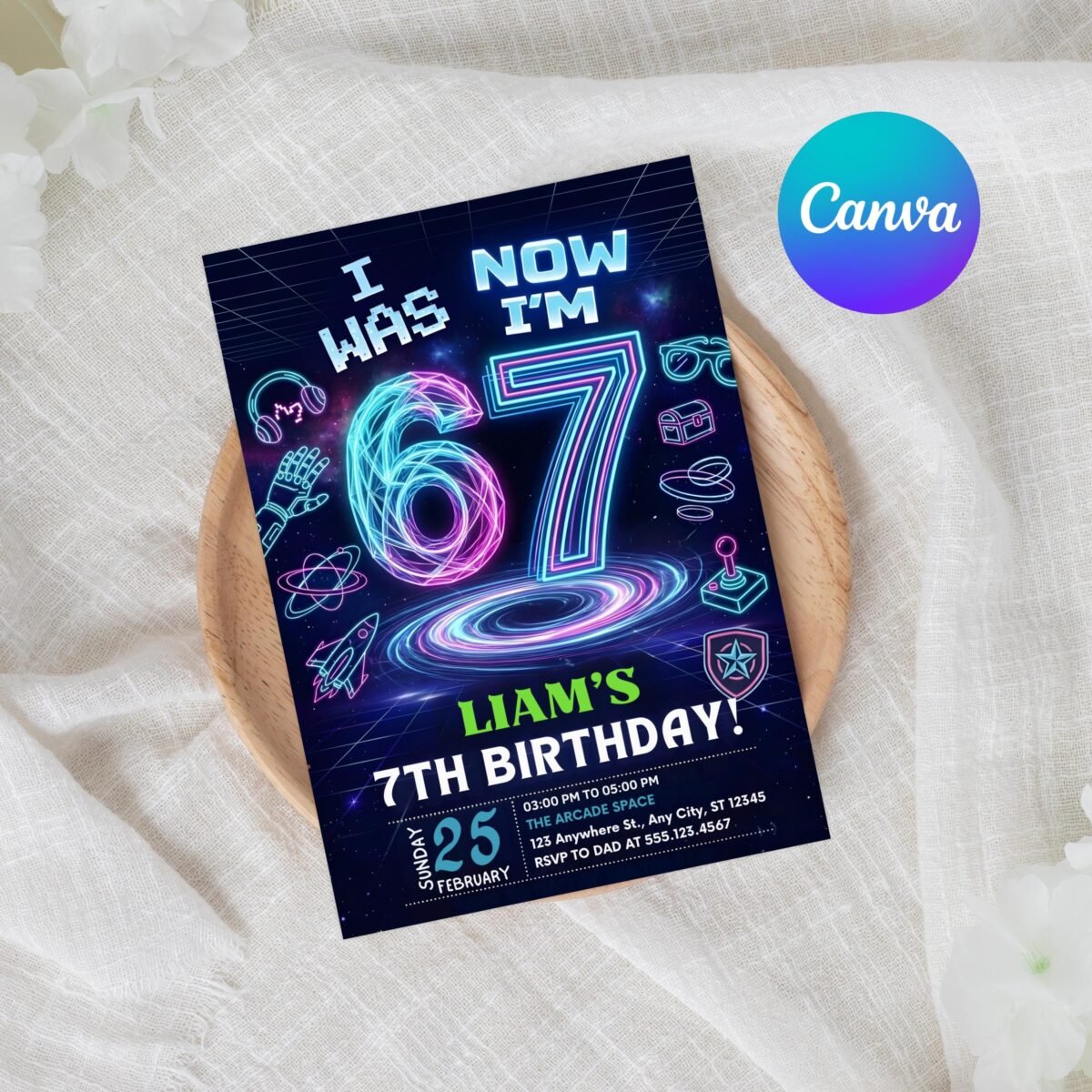 7th Birthday Invitation - Editable Six Seven Meme Template - Image 2
