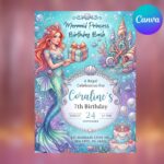 Mermaid Birthday Invitation - 4th Birthday Under the Sea Invite