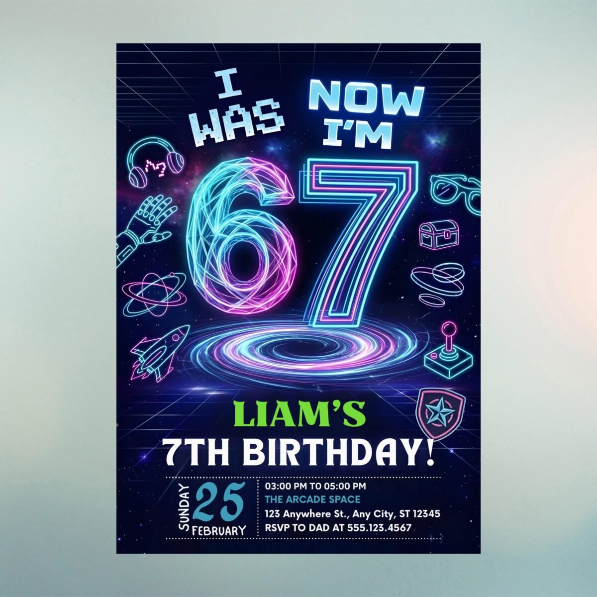 7th Birthday Invitation - Editable Six Seven Meme Template - Image 7