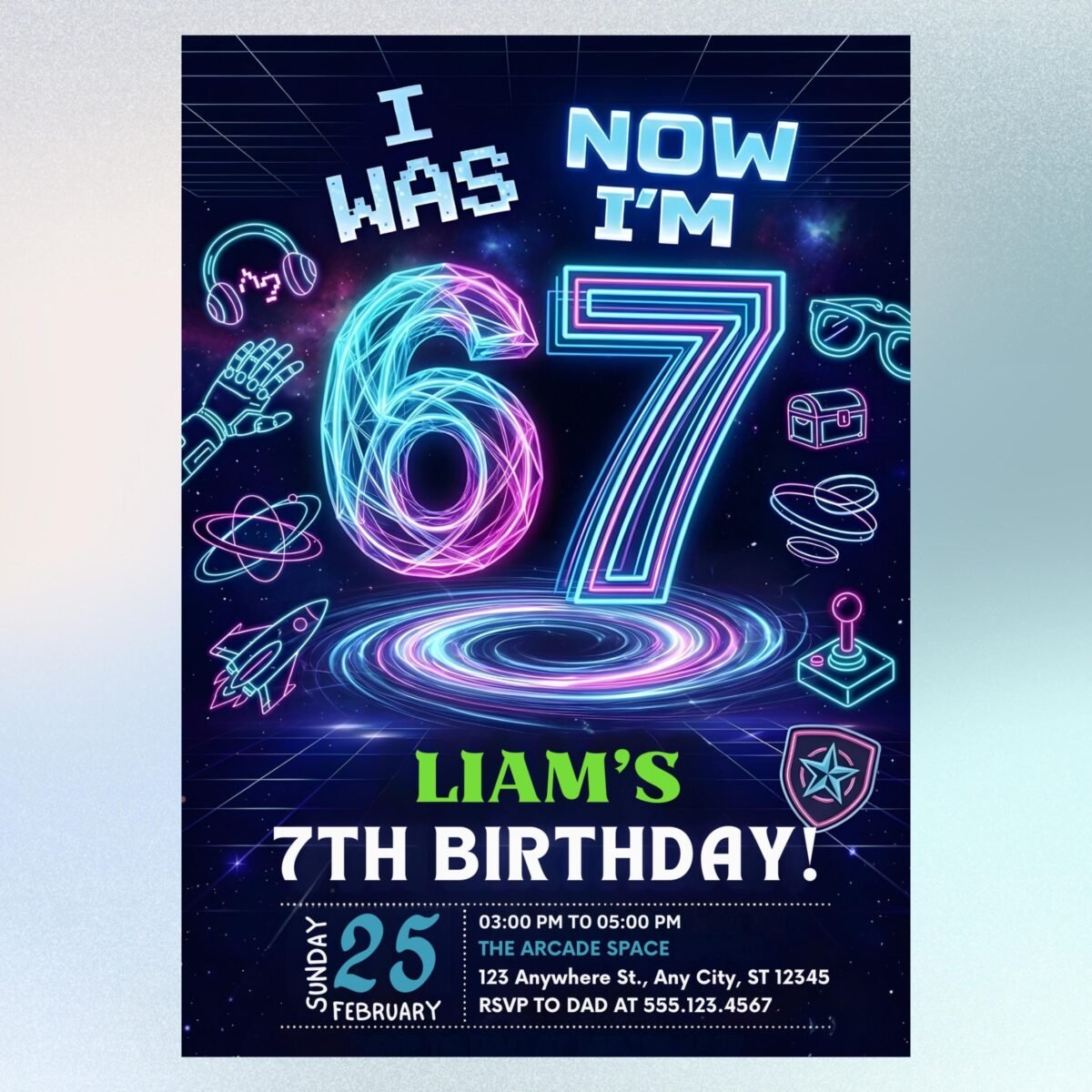 7th Birthday Invitation - Editable Six Seven Meme Template - Image 9