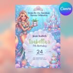Mermaid Birthday Invitation Template for Girls' Parties