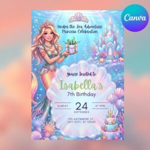Mermaid Birthday Invitation Template for Girls' Parties