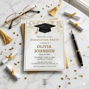 Graduation Party Invitation 2026 - Editable Blue Template