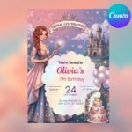 Fashion Doll Invitation - Editable Pink Glitter Template