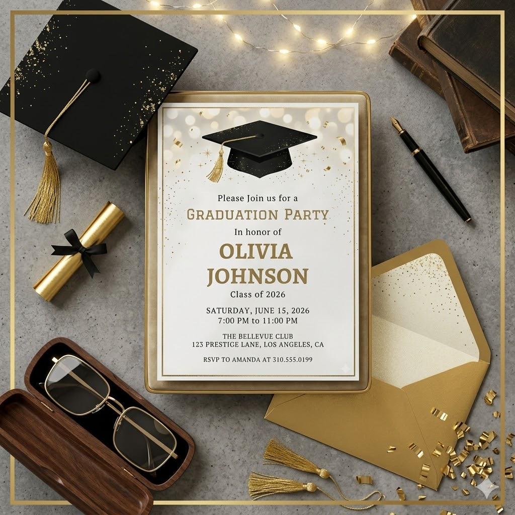 Graduation Party Invitation 2026 - Editable Blue Template - Image 3
