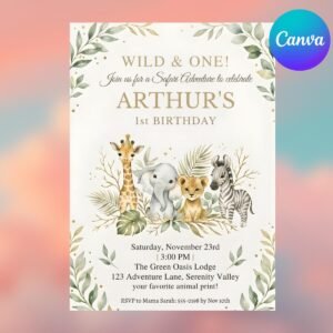 Jungle Animal Birthday Invitation - Editable Safari Invite