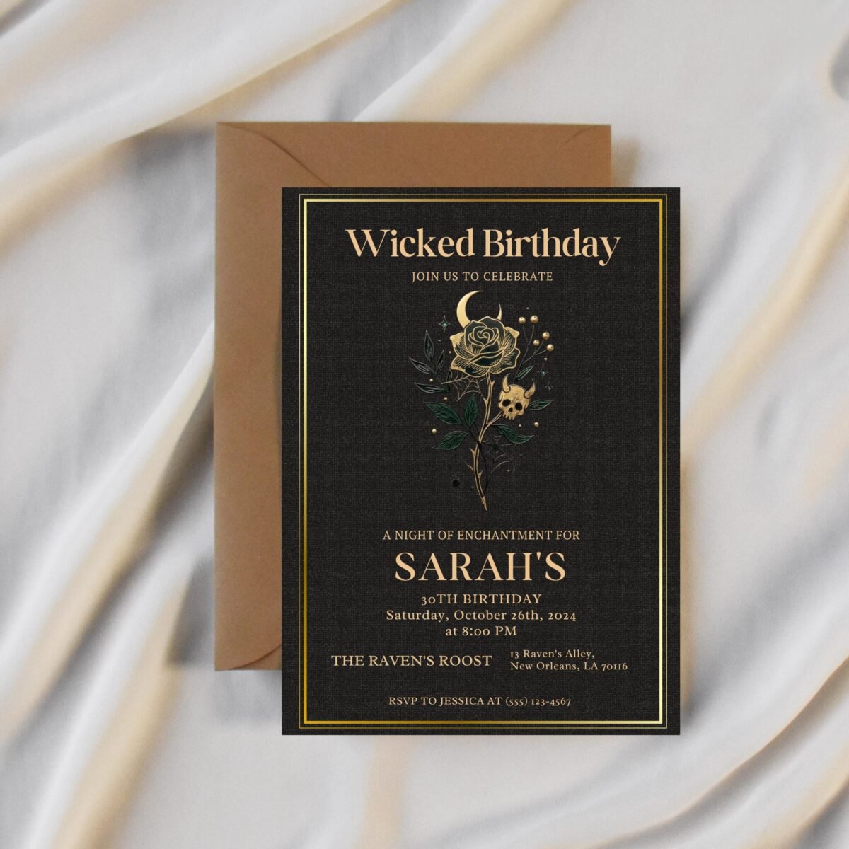 Wicked Birthday Invitation | Editable Canva Template 5x7 - Image 3
