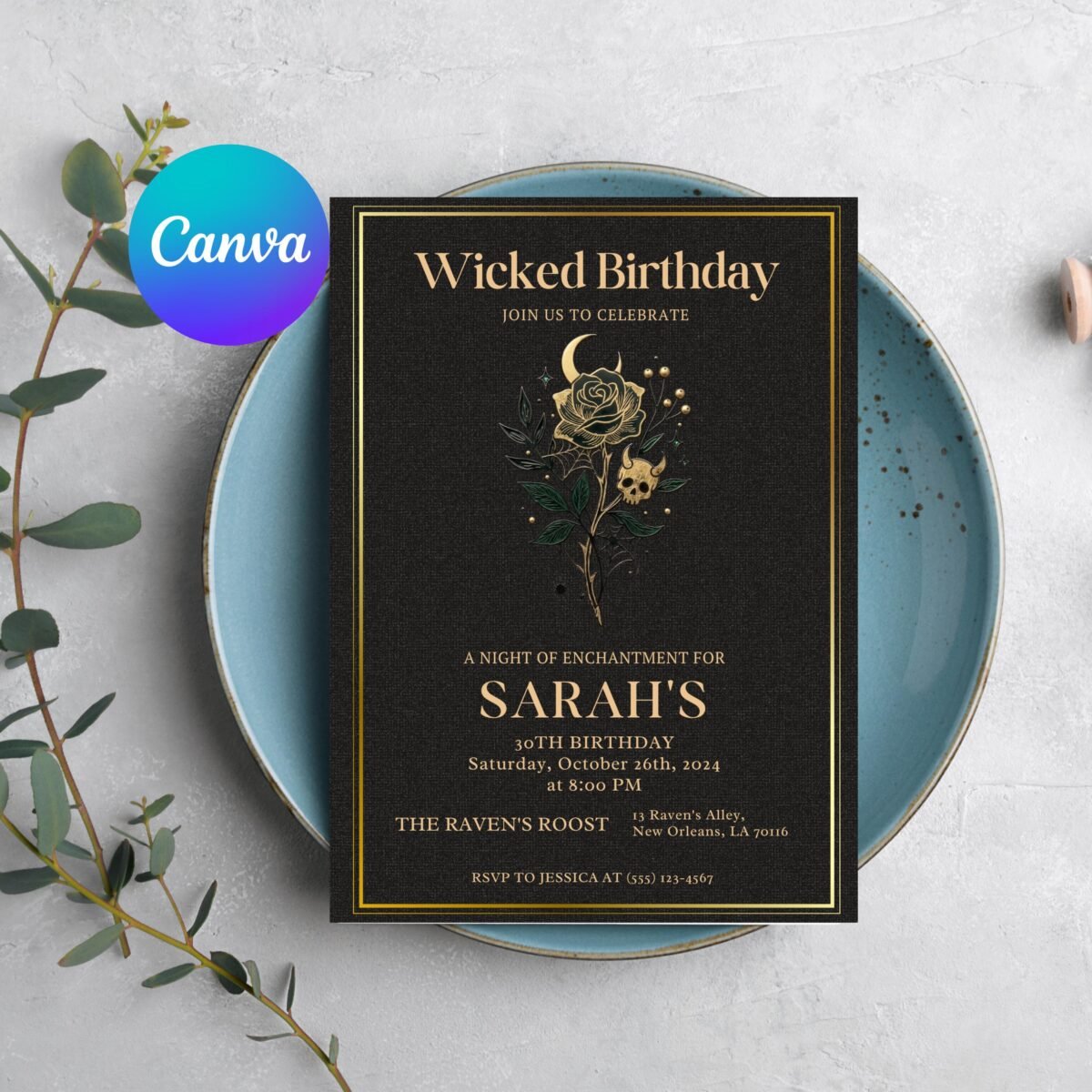 Wicked Birthday Invitation | Editable Canva Template 5x7 - Image 5