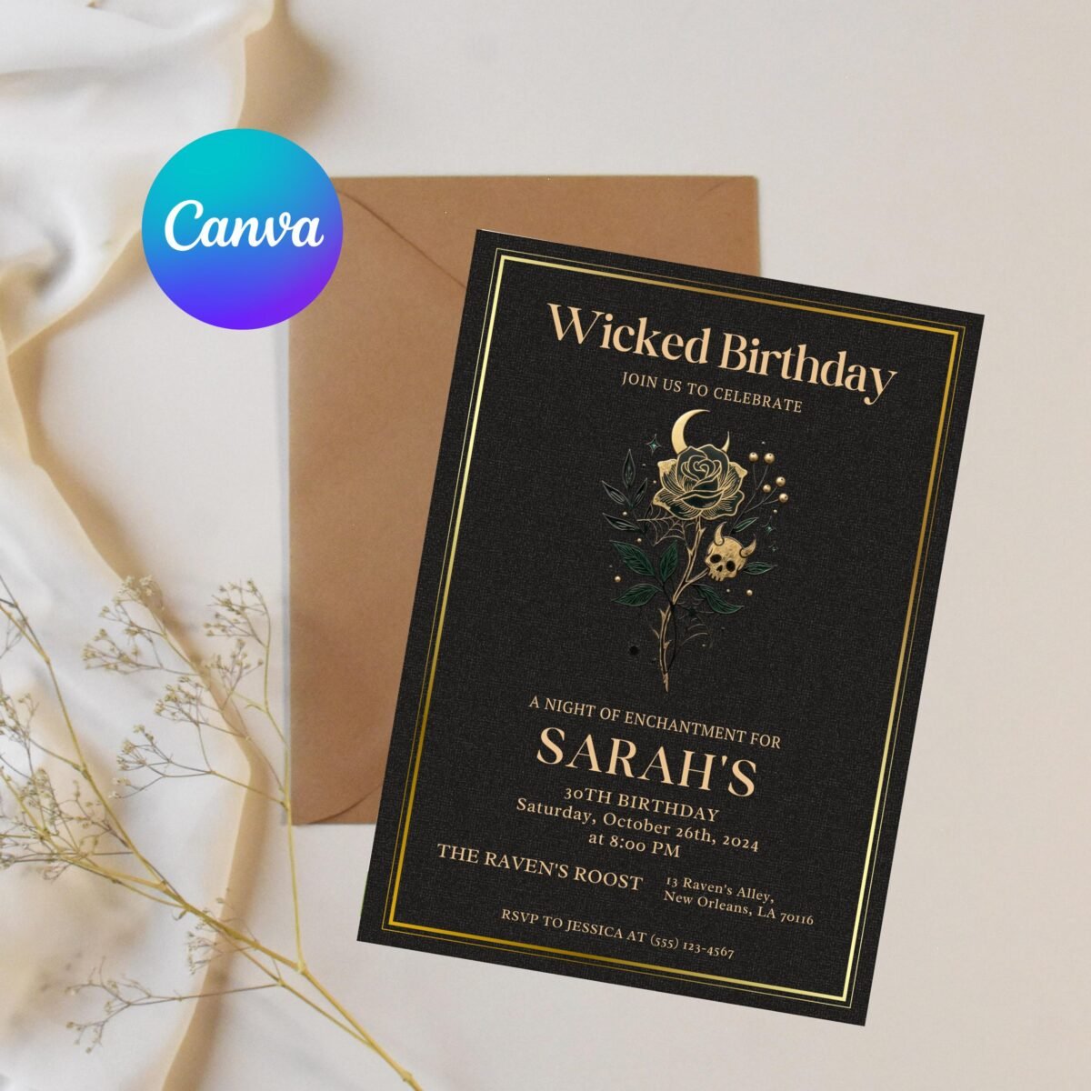 Wicked Birthday Invitation | Editable Canva Template 5x7 - Image 6