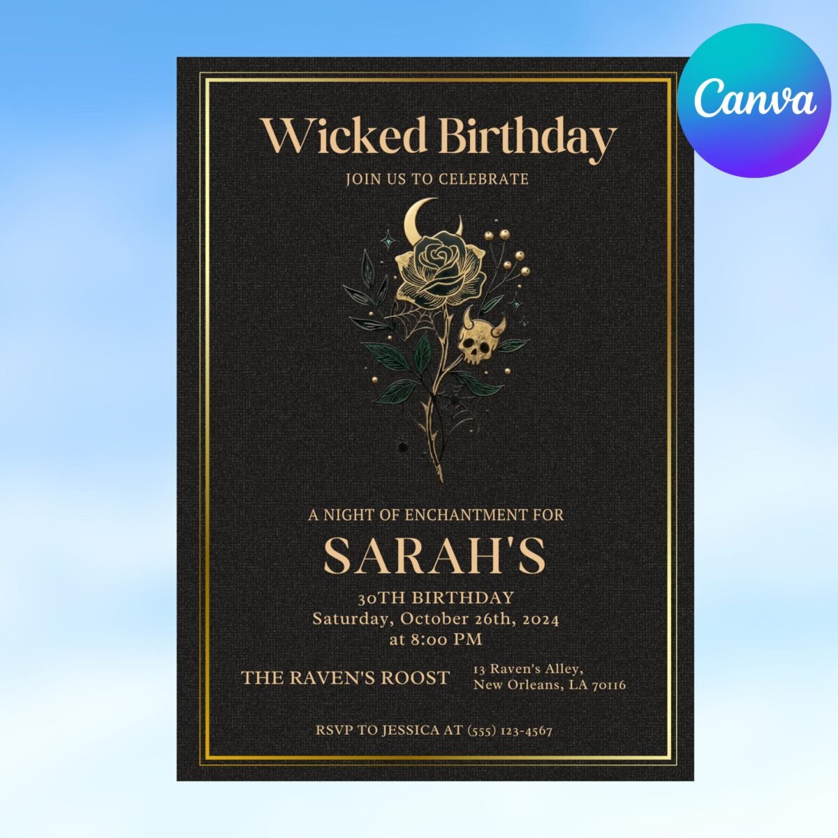 Wicked Birthday Invitation | Editable Canva Template 5x7 - Image 4
