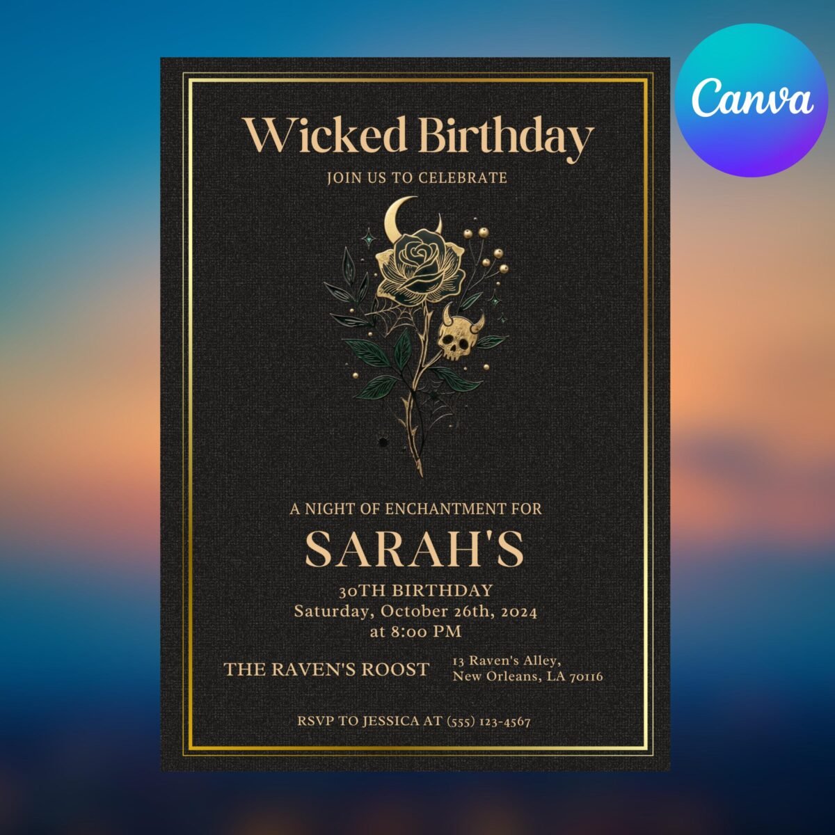 Wicked Birthday Invitation | Editable Canva Template 5x7 - Image 8