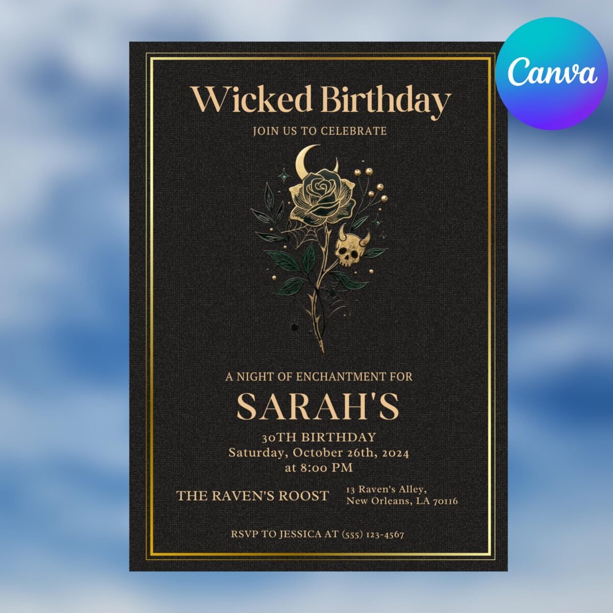 Wicked Birthday Invitation | Editable Canva Template 5x7 - Image 7