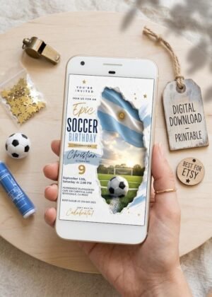 Argentina Soccer Invitation | Personalized Birthday Invite
