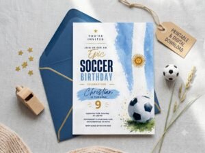 Argentina Soccer Invitation | Personalized Birthday Invite