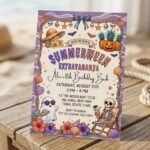 Summerween Birthday Invitation - Editable Ghost Pool Party Invite
