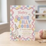 1st Birthday Invitation - Pink Goose Editable Invite