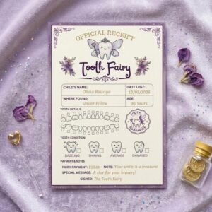 Tooth Fairy Receipt Editable Printable Certificate 5x7