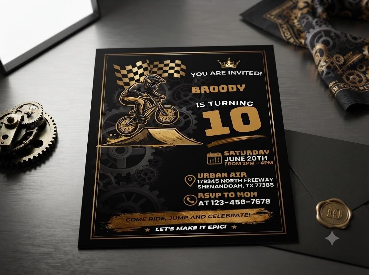 Dirt Bike Invitation Template - Editable Motocross Invite - Image 3