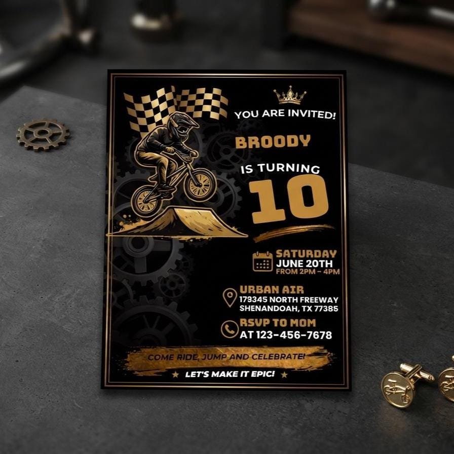 Dirt Bike Invitation Template - Editable Motocross Invite