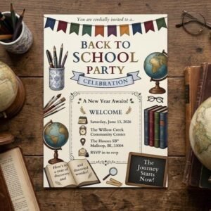 Back to School Invitation Template - Editable Party Invite