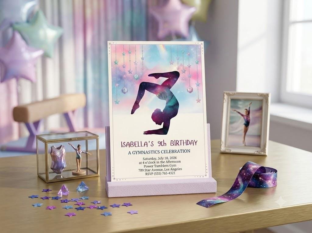 Gymnastics Birthday Invitation - Editable Dance Party Invite - Image 2