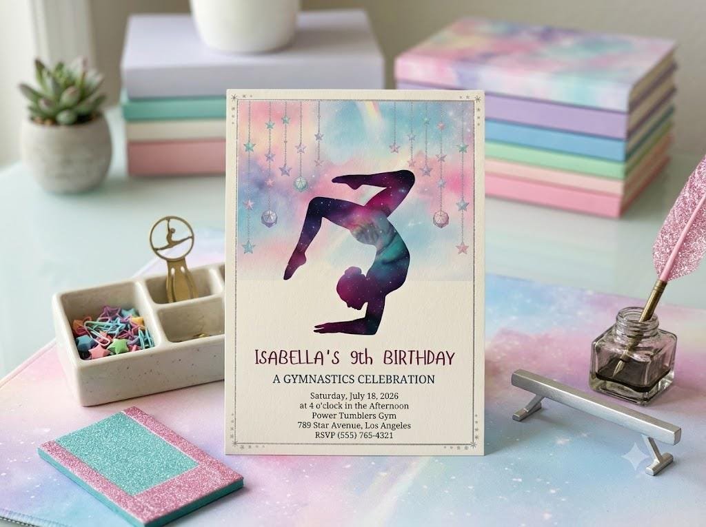 Gymnastics Birthday Invitation - Editable Dance Party Invite - Image 3
