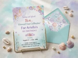 Mermaid Birthday Invitation Template - Editable Undersea Invite