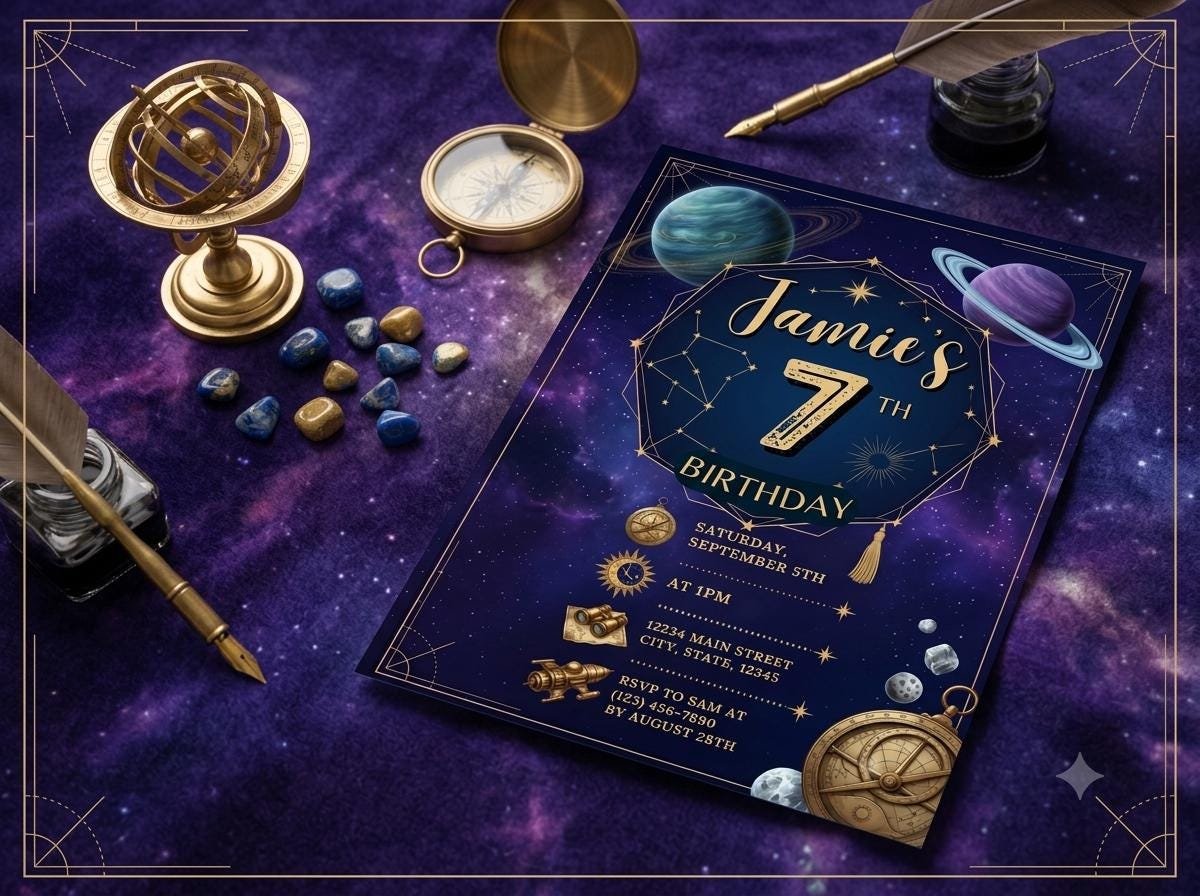 Space Birthday Invitation - Galaxy Party Invite Template - Image 3