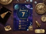 Space Birthday Invitation - Galaxy Party Invite Template