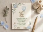 Bear Baby Shower Invitation - Editable Brown Bear Balloon Invite