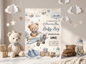 Boy Baby Shower Invitation - Editable Canva Template