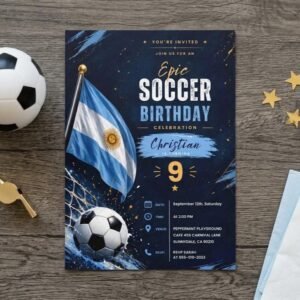 Argentina Soccer Invitation | Editable Football Birthday Invite