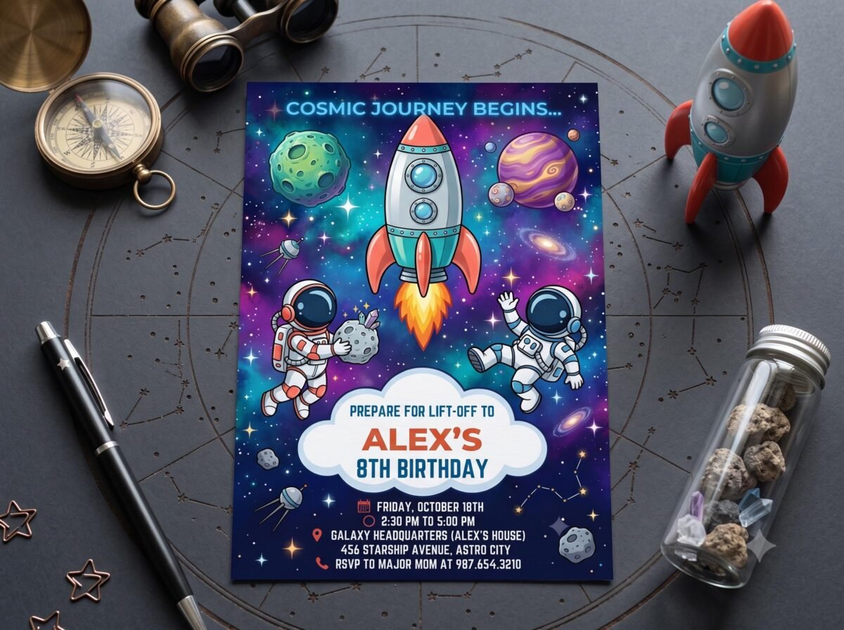 Space Birthday Invitation - Editable Astronaut Party Invite