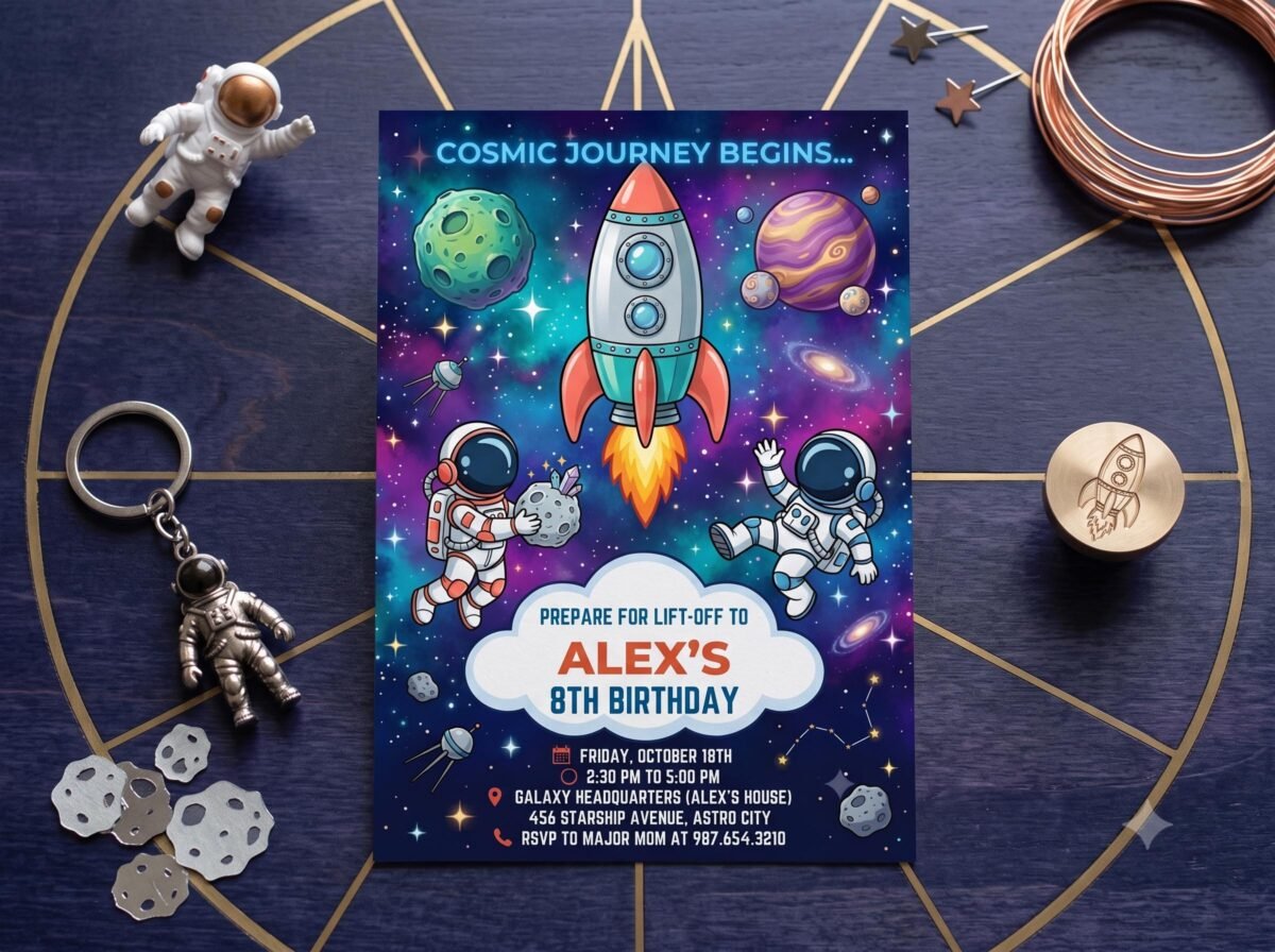 Space Birthday Invitation - Editable Astronaut Party Invite - Image 3