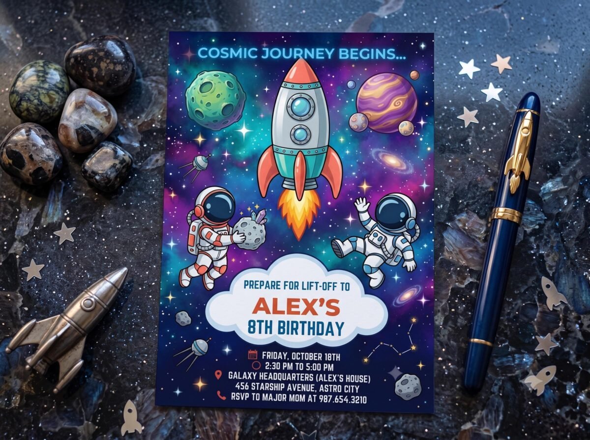 Space Birthday Invitation - Editable Astronaut Party Invite - Image 2