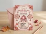 Halloween Birthday Invitation Pink Pumpkin Editable Template