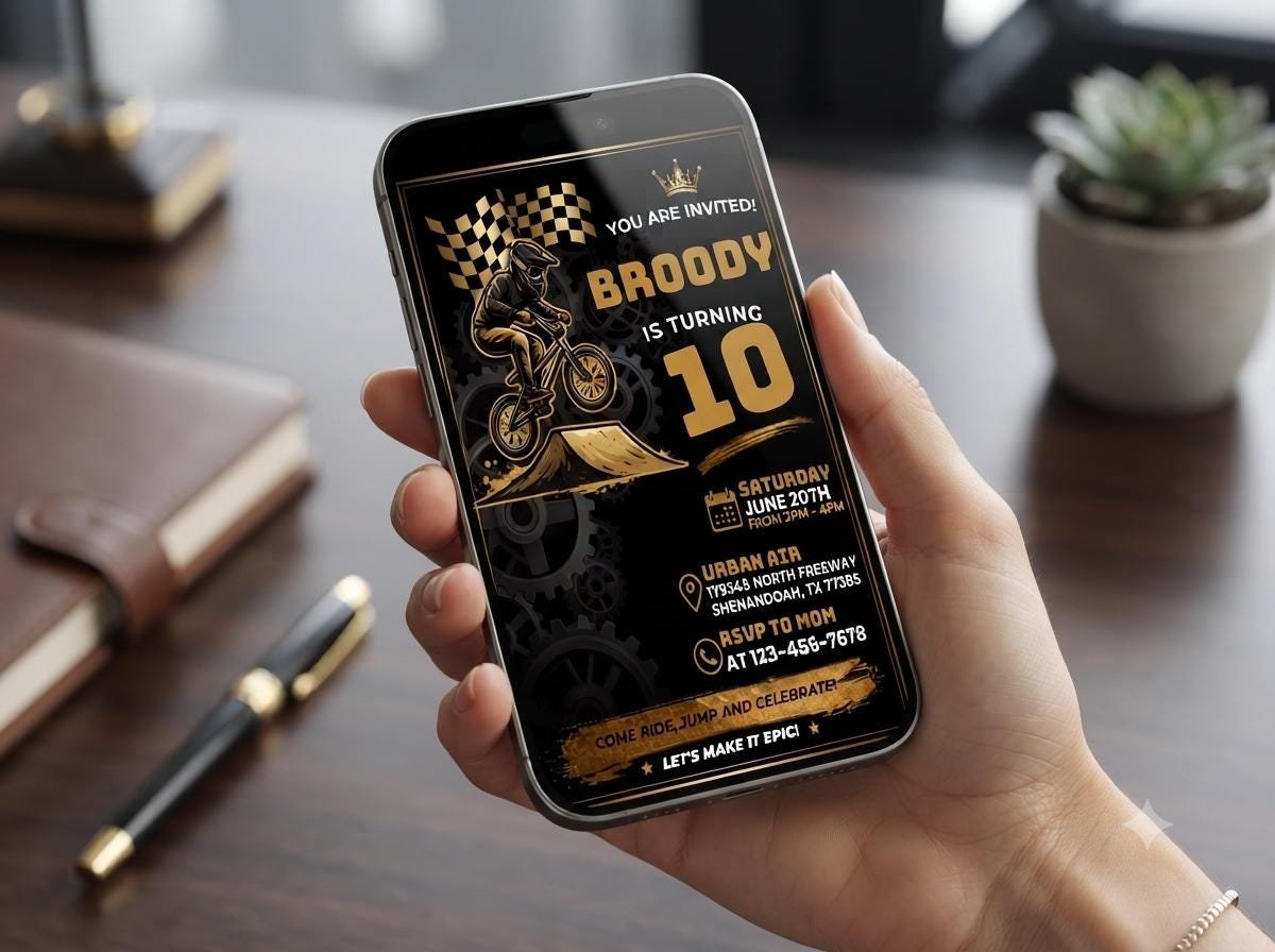 Dirt Bike Invitation Template - Editable Motocross Invite - Image 2