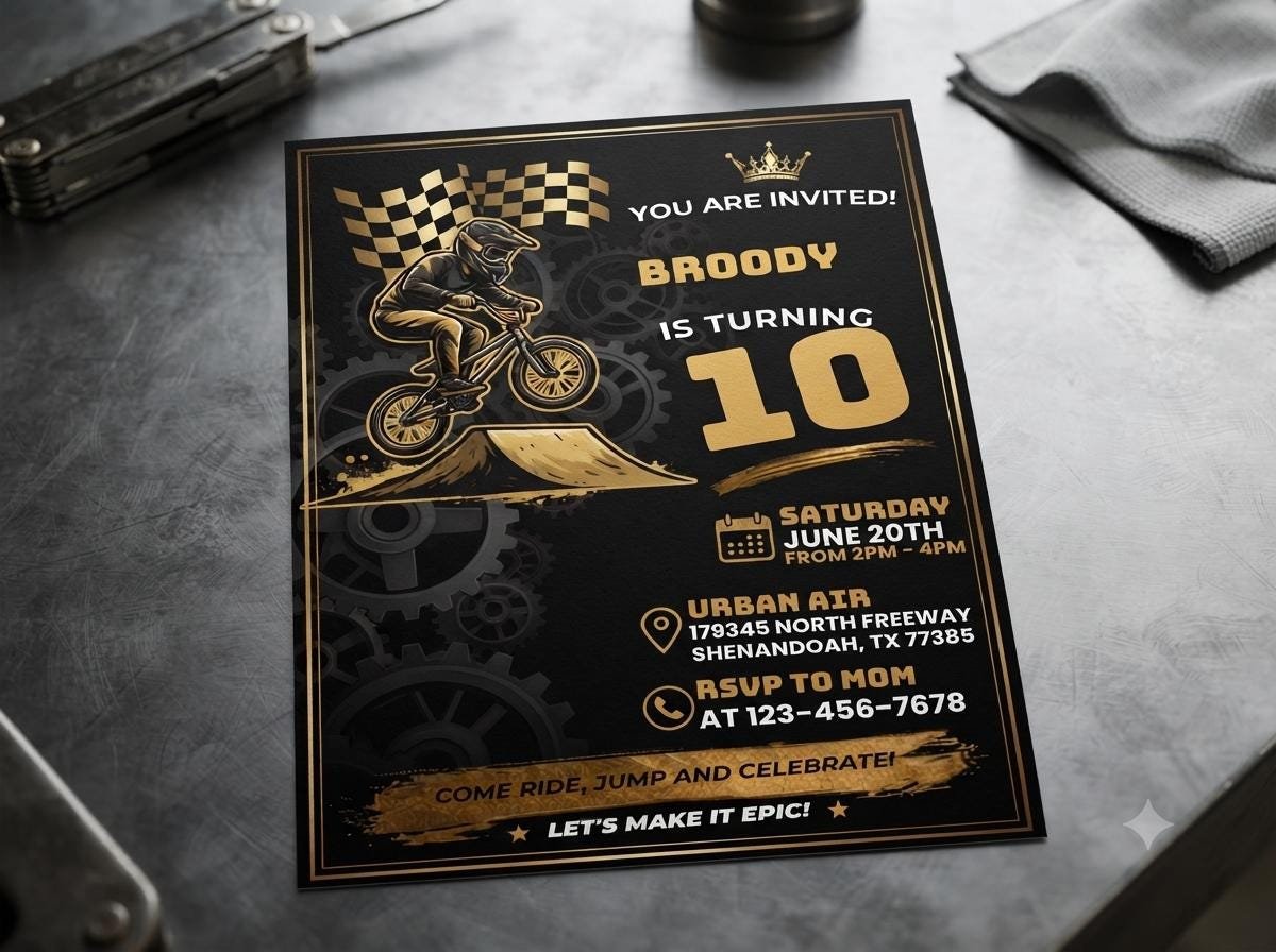 Dirt Bike Invitation Template - Editable Motocross Invite - Image 7