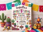 5th Birthday Invitation Fiesta Template - Editable Canva
