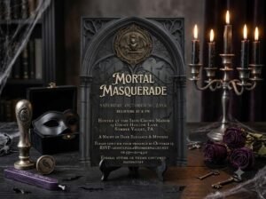 Halloween Party Invitation - Mortal Masquerade Digital Download