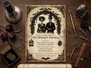 Halloween Skeleton Invitation - Editable Gothic Party Invite