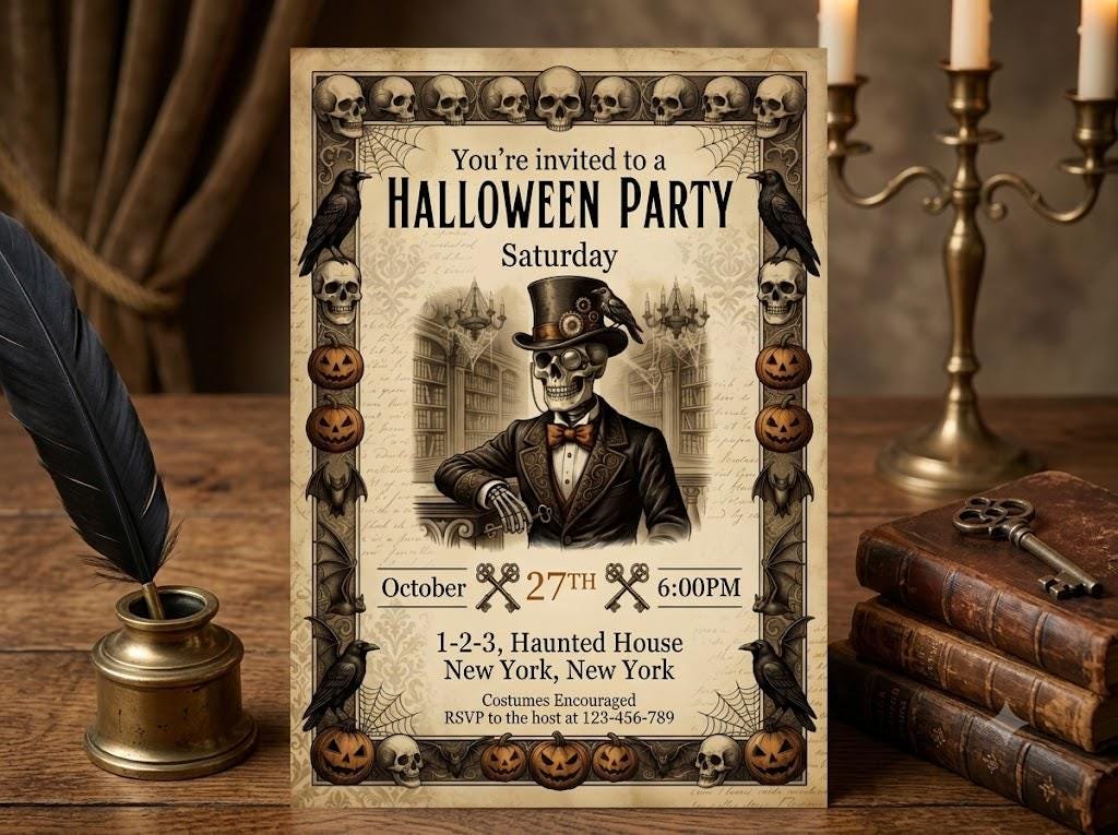 Halloween Party Invitation Editable Canva Template 5x7 - Image 3