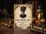 Gothic Halloween Invitation - Editable Steampunk Template