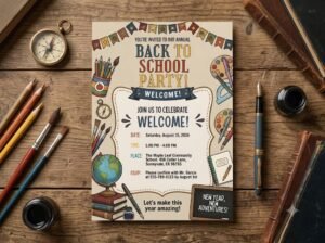 Back to School Invitation Template - Editable 5x7 Invite