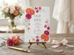 Save the Date Invitation - Editable Floral Wedding Template