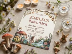 Fairy Birthday Invitation - Editable Canva Template Download